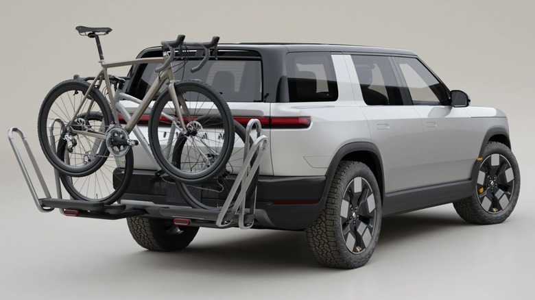 Rivian R2 Rear Accessory ports with bikes mounted