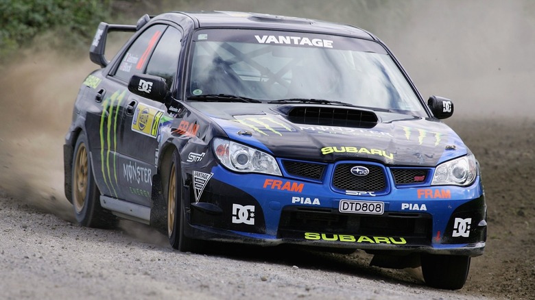 Ken Block driving a Subaru