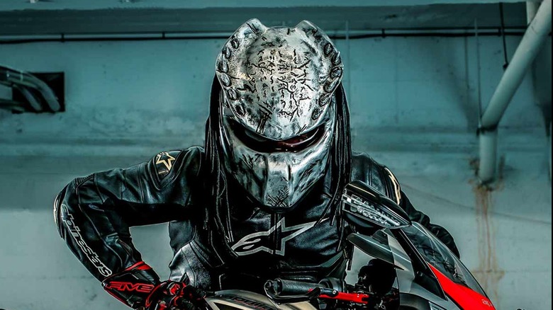 Silver Spiked Predator helmet