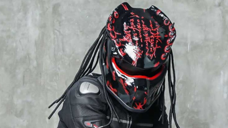 Red Spiked Predator helmet