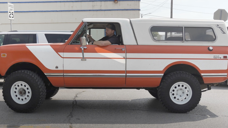 A 1976 International Scout Terra on the road