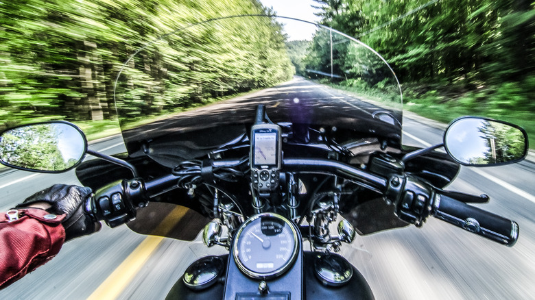 motorcycle with windshield and GPS