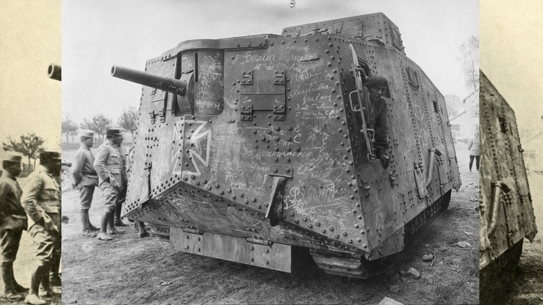 German A7V tank parked dirt