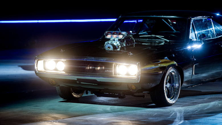 1970 Dodge Charger at night