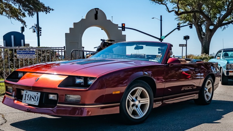 A 1989 Chevrolet Camaro IROC-Z convertible