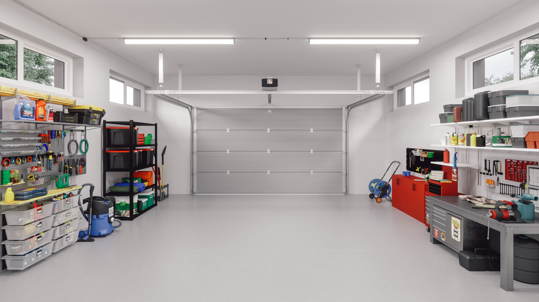 A well-organized garage with storage