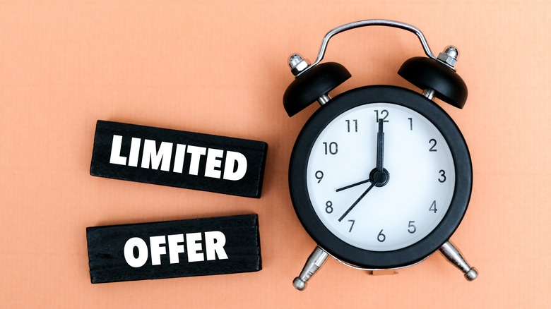 A clock with the words "Limited offer" or in other words, limited time offer