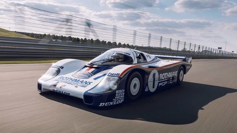 Porsche 956 on racetrack