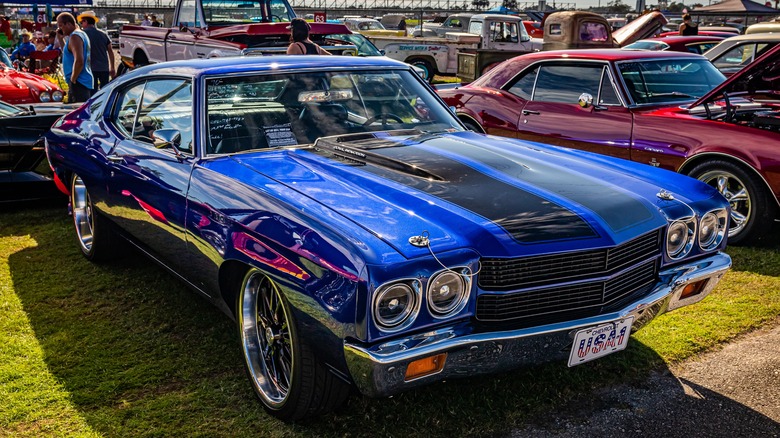 Blue 1970 Chevelle 454 parked