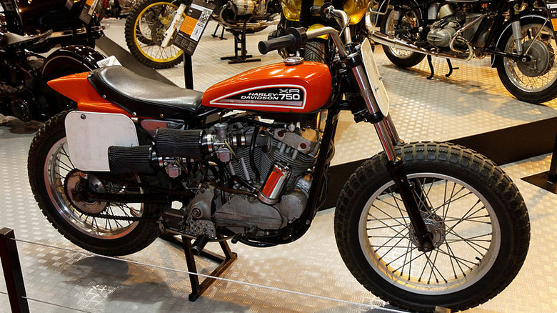 Harley-Davidson XR750 parked showroom