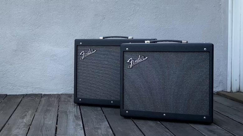 two Fender Mustang GTX100 amps