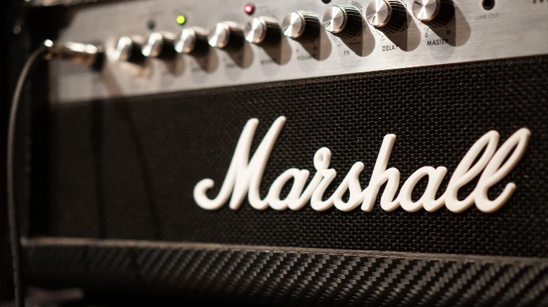 closeup of Marshall guitar amplifier