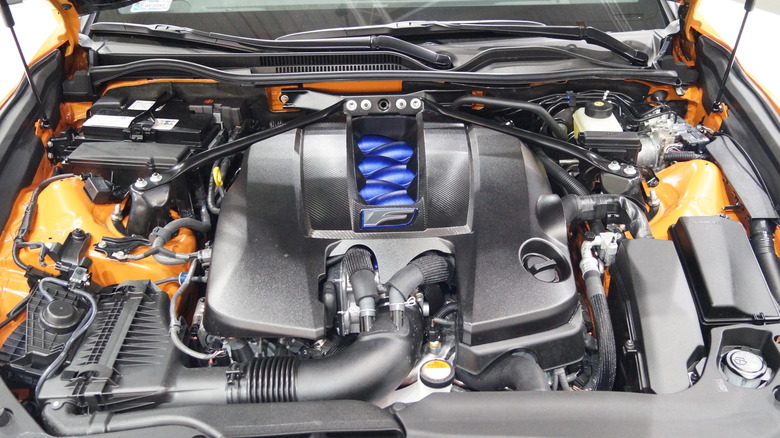 Lexus RC-F engine displayed 