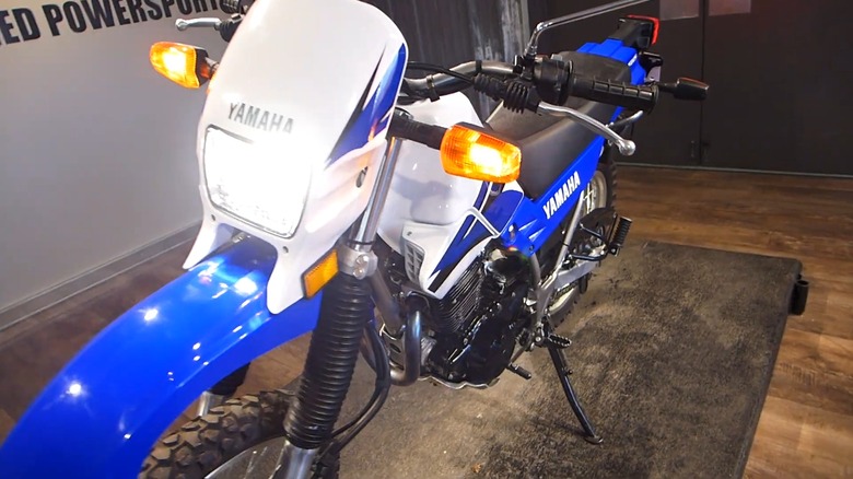 Yamaha XT225 on display stand