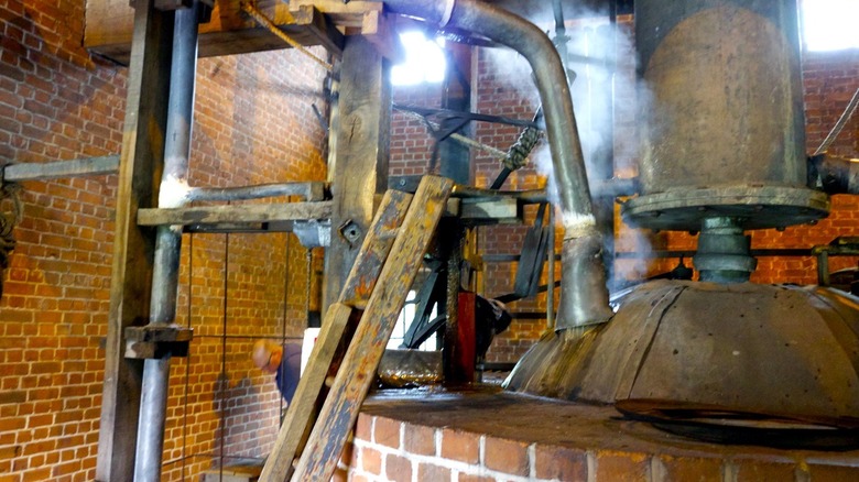 The Newcomen Engine and boiler in a Museum