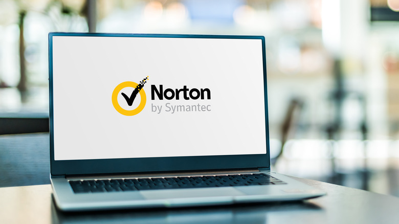 Norton logo on laptop