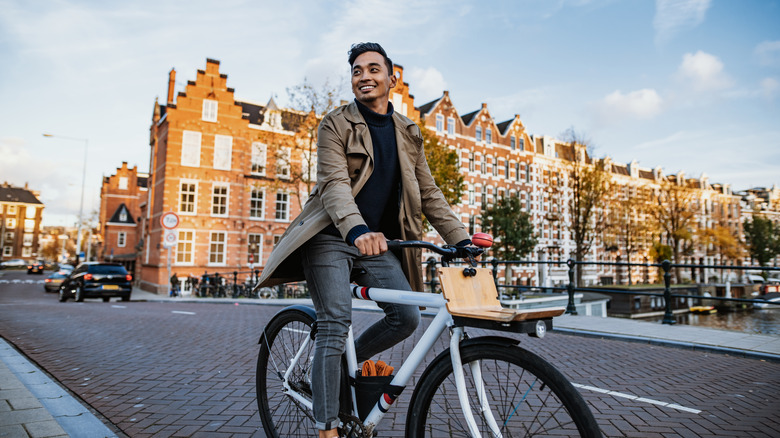 man bike Amsterdam vacation