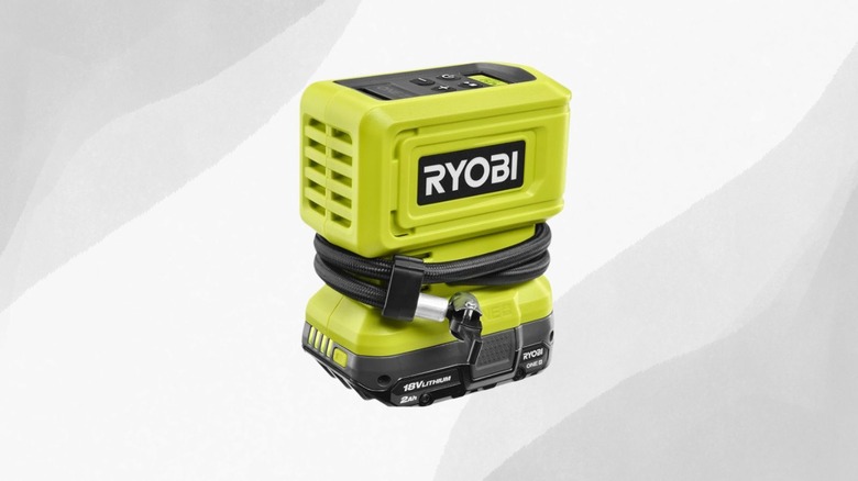 Ryobi Model PCL001K1 air pump on display