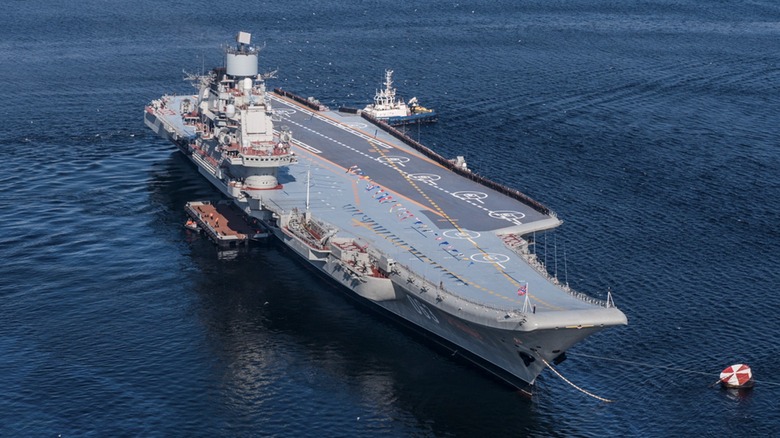 The Admiral Kuznetsov anchored during the 2017 Military Sports Holiday