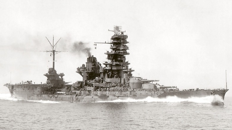 Battleship-carrier Ise during her sea trials in 1943