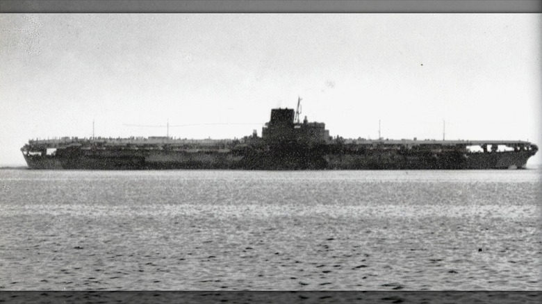 Japanese aircraft carrier Shinano underway during her sea trials