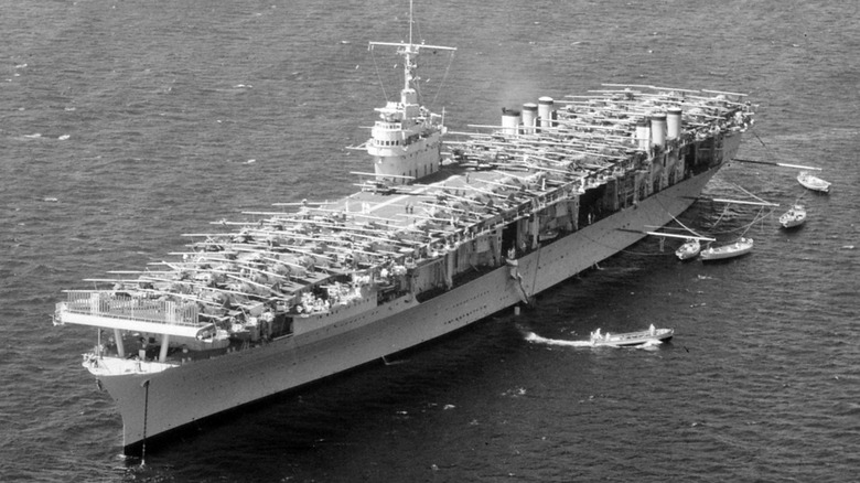 USS Ranger (CV-4) at anchor on 8 April 1938