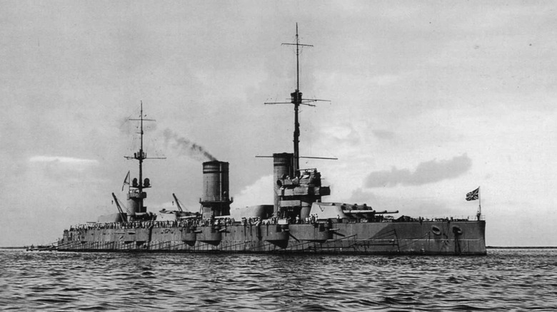 Gangut battleship in on the water