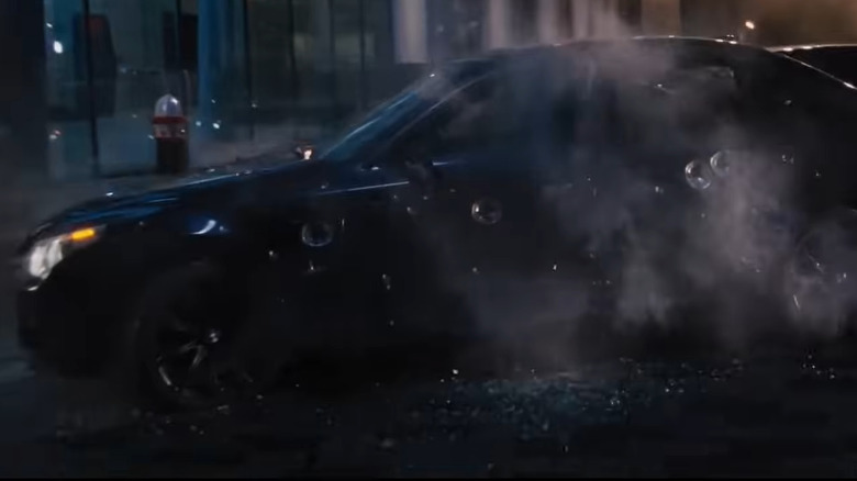 A BMW M5 in a Fast & Furious 6 chase scnee