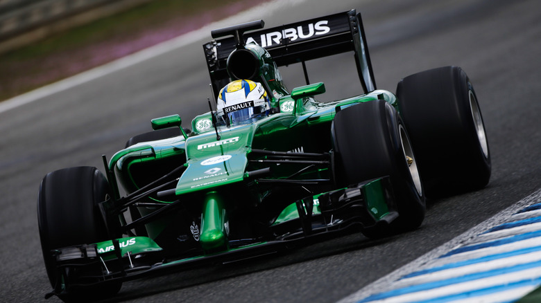 Caterham CT05 out for a circuit test drive in January 2014