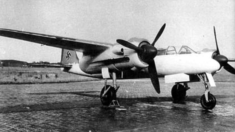 A Focke-Wulf Ta-154 Moskito parked on a runway