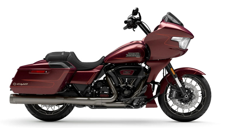 A red Harley-Davidson CVO Road Glide