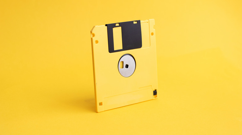 A yellow floppy disk