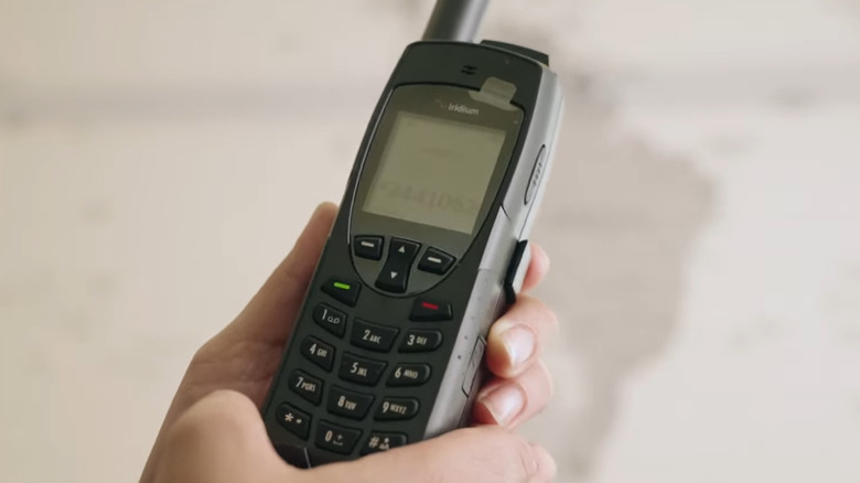 Iridium phone being used