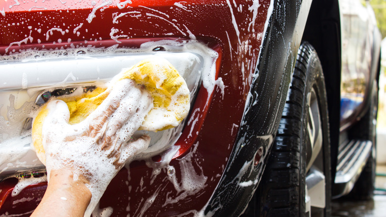 Person washing car