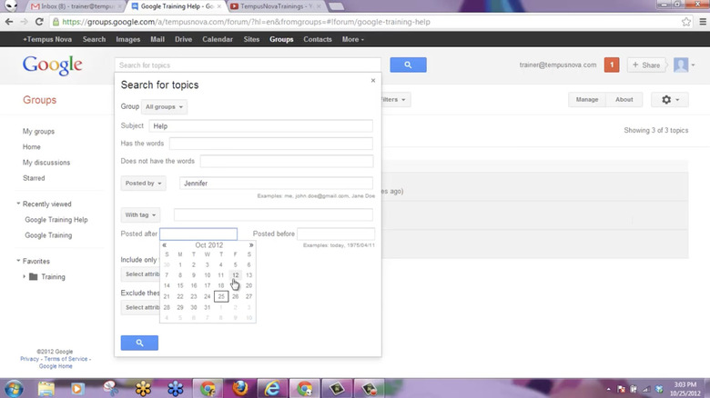 Google Groups advanced search