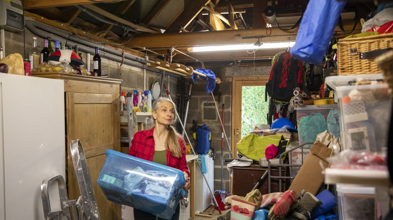 woman sorting out her garage