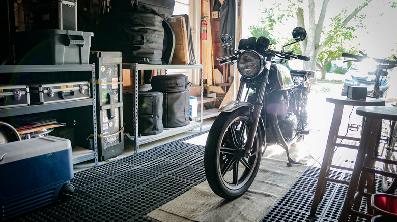 Motorcycle in private garage