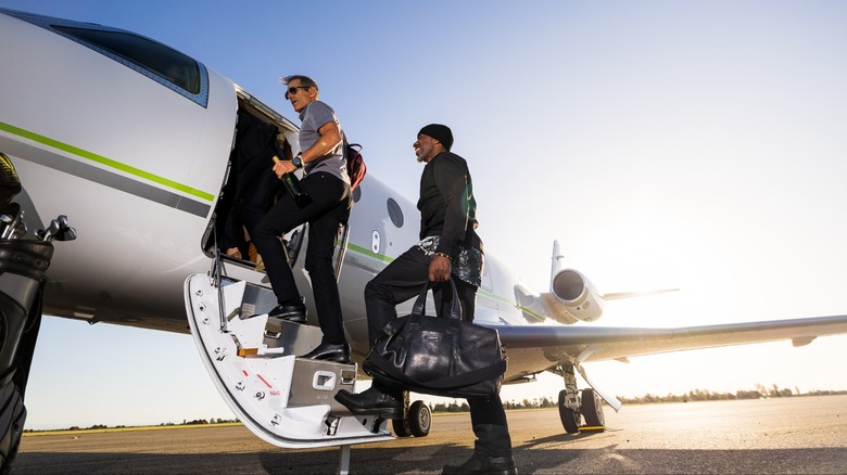 Passengers boarding jet