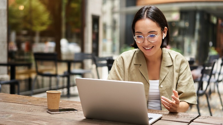 Woman using a laptop