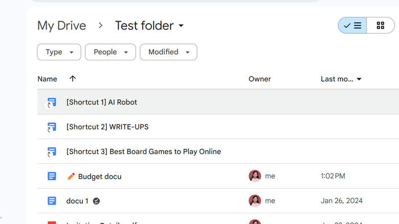 Google Drive file shortcuts