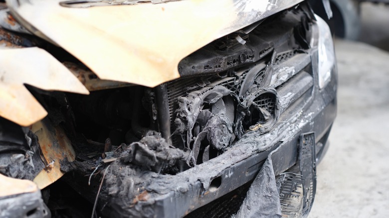 car burned in electrical fire