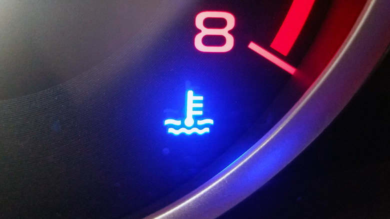 Blue engine temperature light