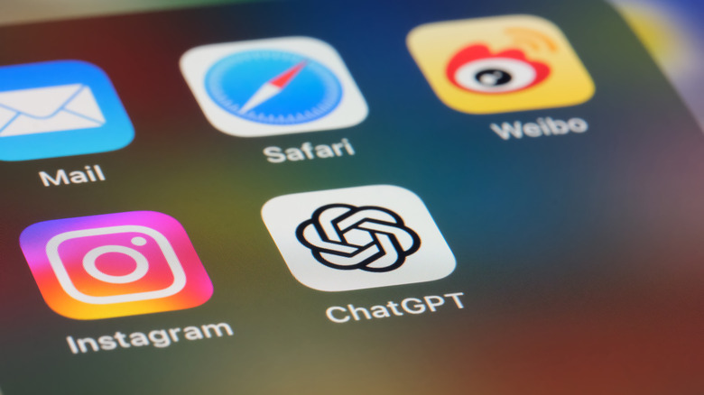 Close-up of ChatGPT app icon on smartphone