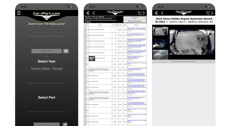 car-part app screenshots
