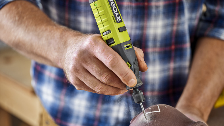 Man using a rotary rtool