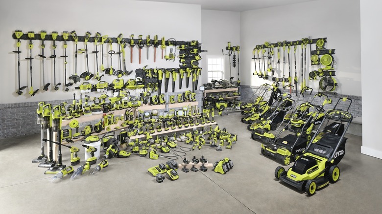 Ryobi tools in empty room