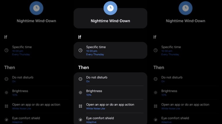 Samsung routine for winding down at night