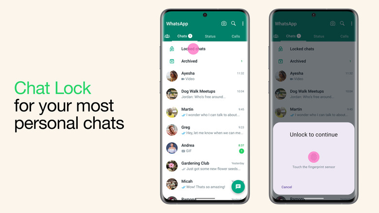 Screenshot of Chat Lock on WhatsApp