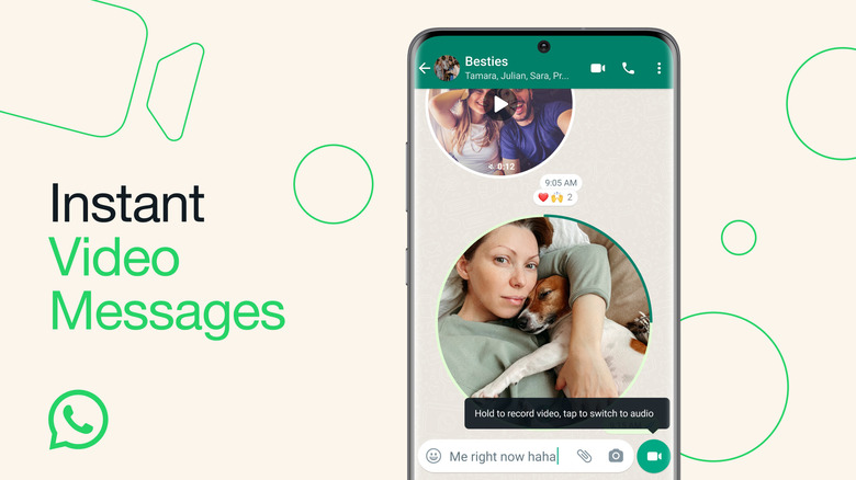 Screenshot of short video messages feature on WhatsApp