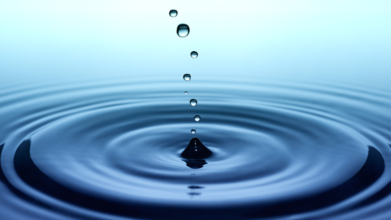 water drops in pool